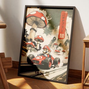 Mario Kart Poster, Japanese Art Style Digital Print, Video Game Poster, Printable Wall Art, Anime Poster, High Quality Instant Download