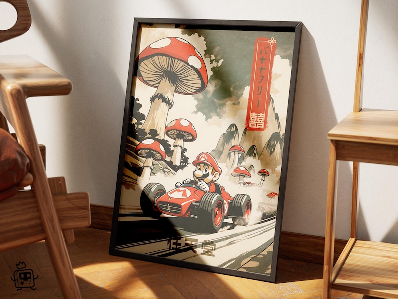 Mario Kart Poster, Japanese Art Style Digital Print, Video Game Poster ...