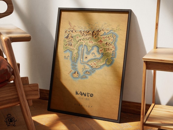 Pokemon Kanto Poster, Video Game Poster, Pokemon Gift, Printable Wall Art, Kanto Region, Pokemon TCG, Pokemon Card, Carte Pokemon
