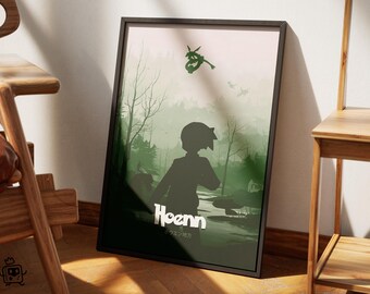 Hoenn-Region-Poster, Videospiel-Poster, Pokémon-Geschenk, Druckbare Wanddekoration, Pokémon-Sammelkartenspiel, Pokémon-Karte