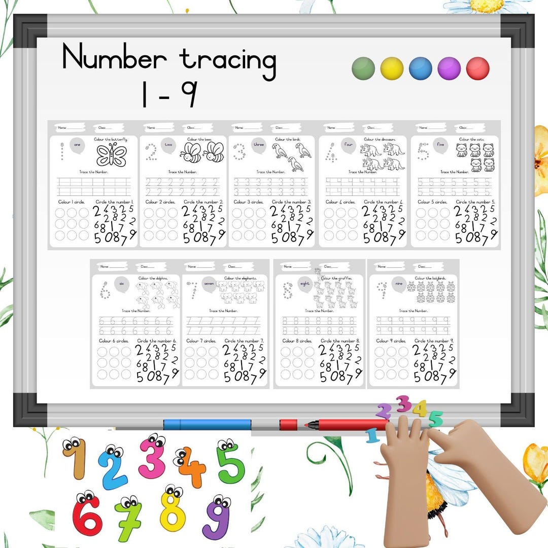 Dolphin Grade R Dolphin Theme Counting, Tracing, Colouring In, Numbers 1 - 9 Grade 1 - Etsy