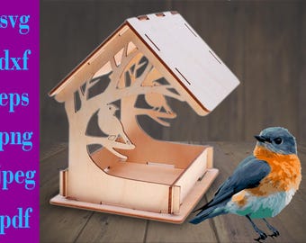 Comedero para pájaros cortado con láser SVG: archivo vectorial de 4 mm (descarga instantánea)