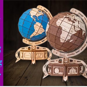 Globe Schmuckschatulle-3D Modell Holz Globe Schmuckschatulle Laser 3 mm, sofort-download geschnitten Dxf svg Vektor, Laser-Schnittdatei