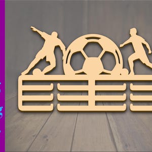 Football Soccer Medal Display -3d model Football Soccer  Medal Display Hanger SVG, laser instant download cut dxf svg, Laser Cut File