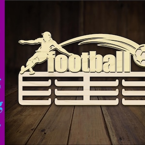 Football Soccer Medal Display -3d model Football Soccer  Medal Display Hanger SVG, laser instant download cut dxf svg, Laser Cut File_