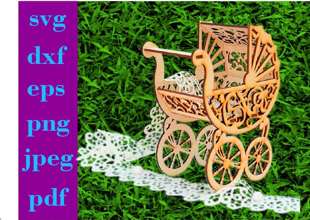 Baby Stroller SVG 3D Model : Laser Cut File for Baby Shower (digital ...