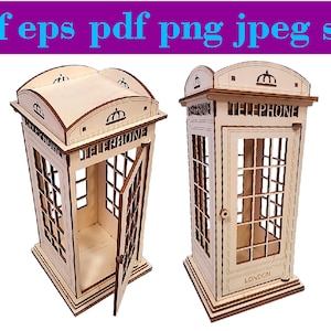 Londons telefonkiosk 3D-modell: Laserskuren fil 3 mm (DXF, CDR, SVG)