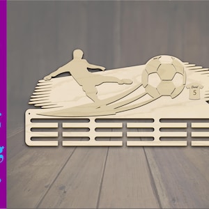 Football Soccer Medal Display -3d model Football Soccer Medal Display Hanger SVG, laser instant download cut dxf svg, Laser Cut File