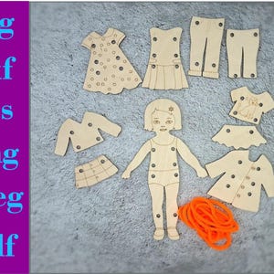 Quebra-cabeça de boneca com cadarço: Modelo 3D, brinquedo de enfiar para meninas (SVG DXF EPS)