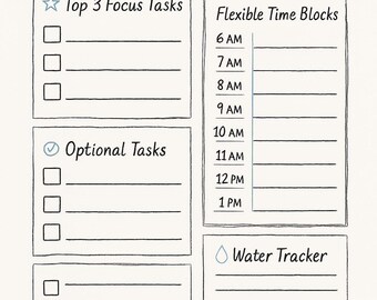 ADHD Daily Planner Printable | Minimalist Focus & Calm | Instant Download PDF