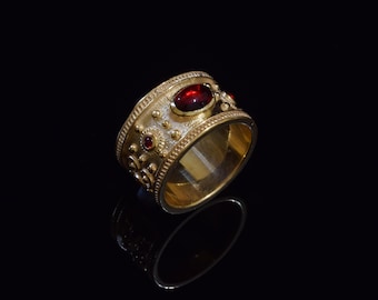 Byzantine Ancient Greek Ring, Etruscan Silver Ring, Constantinople Jewelry