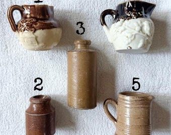 Tiny posy-making kit with tiny antique jug or salt glaze ink pot, instruction booklet & tiny dried flowers