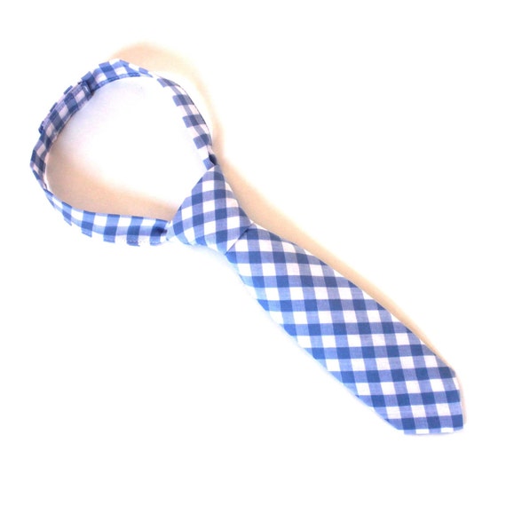 Items similar to Baby Boy's Tie - Light Blue Gingham - Blue and White ...
