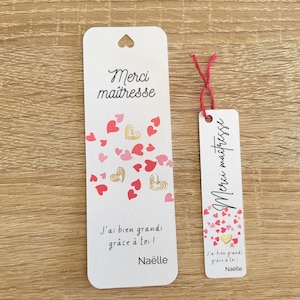 Etiquette maitresse maitre nounou atsem personnalisée - marque page carte maitresse maitre nounou atsem - remerciements fin d'année scolaire