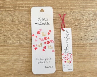 Etiquette maitresse maitre nounou atsem personnalisée - marque page carte maitresse maitre nounou atsem - remerciements fin d'année scolaire