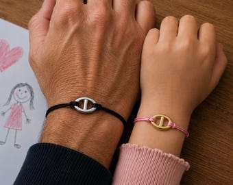 Duo de Bracelets Père & Enfant – Fête des Pères – Bracelet Père Fils / Père Fille – Cordon Ajustable – Cadeau Papa