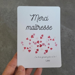 Carte merci maitresse maitre nounou atsem personnalisée - carte maitresse maitre nounou atsem - remerciements fin d'année scolaire