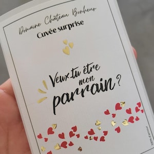Etiquette de bouteille parrain - futur parrain - veux tu être mon parrain - demande parrain originale - annonce parrain