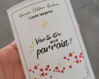 Godfather flesetiket - toekomstige peetvader - wil jij mijn peetvader zijn? - origineel peetvaderaanzoek - peetvader aankondiging