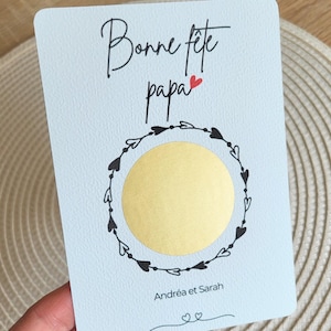 Carte fête des pères personnalisée - carte surprise papa - carte cadeau fête des papas - carte à gratter pour papa - carte merci papa