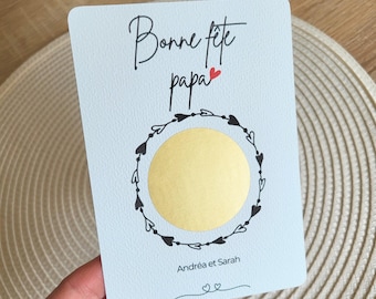 Carte fête des pères personnalisée - carte surprise papa - carte cadeau fête des papas - carte à gratter pour papa - carte merci papa