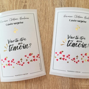 Lot 2 étiquettes de bouteille témoin - futurs témoins - veux tu être ma témoin ou mon témoin - demande témoin originale - faire part mariage