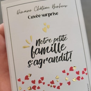Etiquette bouteille grossesse - Annonce grossesse originale famille amis - Futur papi mamie tonton tata grands parents - Bébé arrive