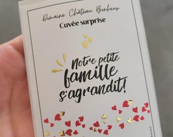 Etiquette bouteille grossesse - Annonce grossesse originale famille amis - Futur papi mamie tonton tata grands parents - Bébé arrive