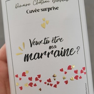 Etiquette de bouteille marraine - future marraine - veux tu être ma marraine - demande marraine originale - annonce marraine