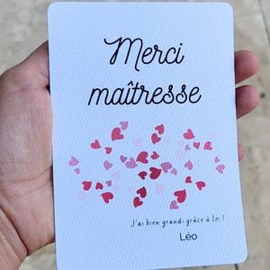 Carte merci maitresse maitre nounou atsem personnalisée - carte maitresse maitre nounou atsem - remerciements fin d'année scolaire