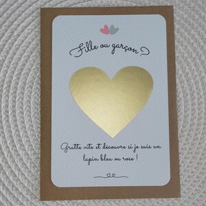 Carte à gratter annonce sexe du bébé - carte révélation fille ou garçon - gender reveal - révélation sexe du bébé - lapin rose ou bleu