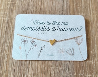 Bruidsmeisjesarmband - Trouwkaart - Cadeau voor bruidsmeisjes - Trouwuitnodiging - Verguld roestvrij staal