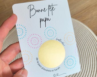 Carte fête des pères à personnaliser - surprise fête des papas - carte cadeau fête des pères - carte papa -  carte à gratter fête pères