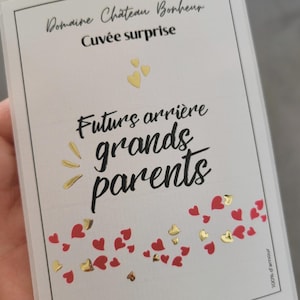 Etiquette bouteille grossesse - Annonce grossesse originale - Futurs arrière grands parents - Arrière grand mère grand père - Bébé arrive