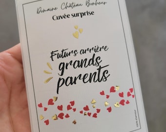 Etiquette bouteille grossesse - Annonce grossesse originale - Futurs arrière grands parents - Arrière grand mère grand père - Bébé arrive