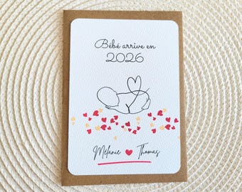 Carte annonce grossesse - bébé arrive - futur papi mamie grands parents tonton tata- annonce grossesse originale
