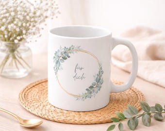 彼女へのプレゼント、ギフトアイデア、コーヒーマグ、ユーカリ柄のコーヒーマグ、親友（BFF）、誕生日プレゼント、友情