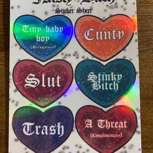 Sweary Heart Stickers Holographic Sticker Sheet