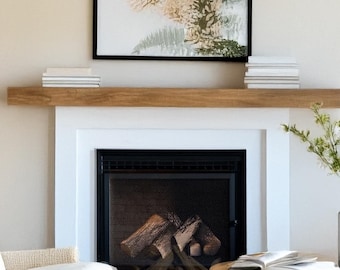 Minimalistischer massiver Mantel aus weißer Eiche, schwimmend, benutzerdefinierter Kaminmantel, Holzmantelstück, handgefertigt, Qualitätsmantel, einfach zu installieren