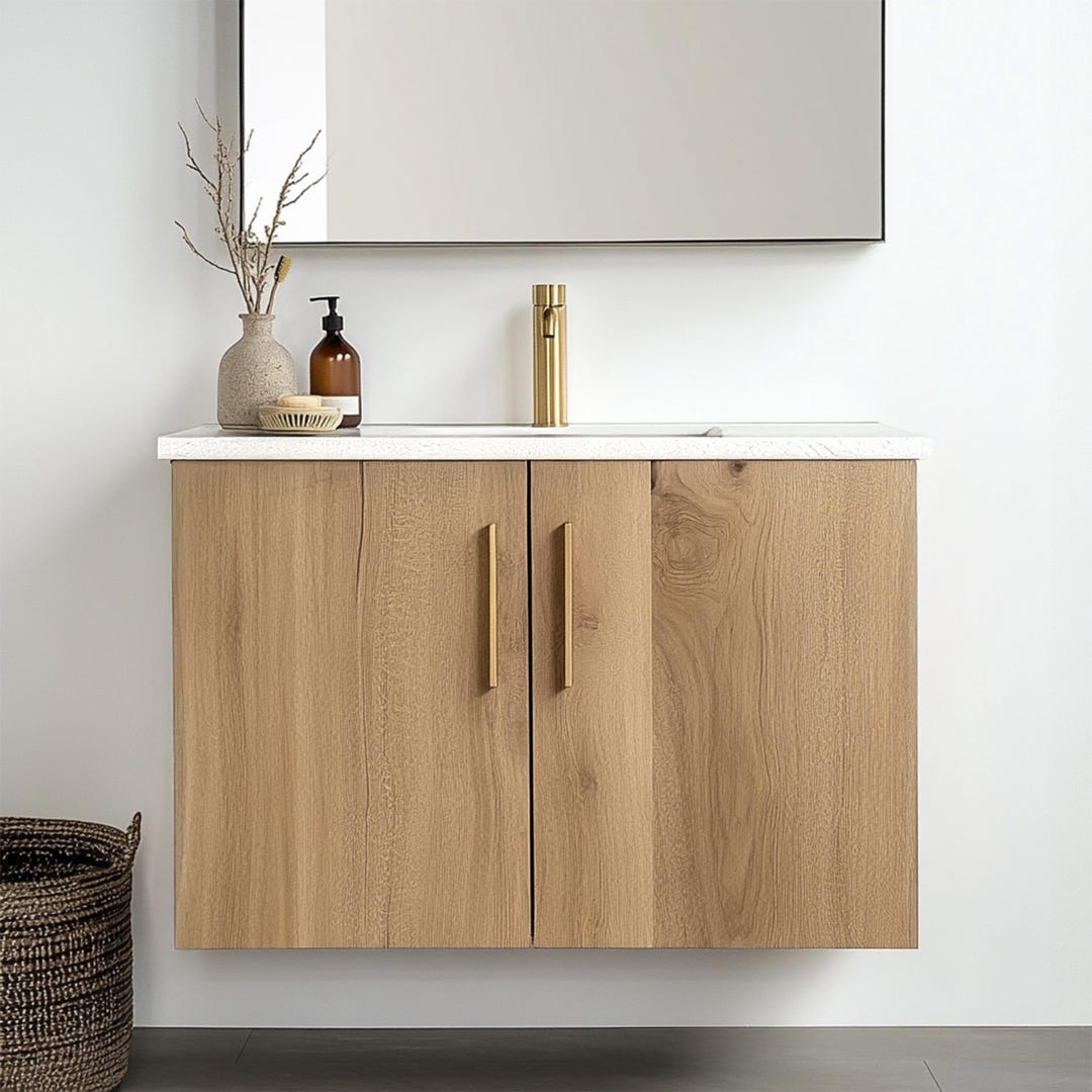White Oak Floating Vanity