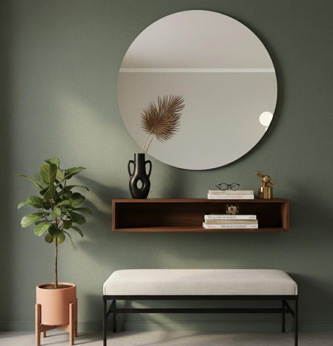 Handcrafted Hardwood Floating Console Table — Wall Mounted Solid Wood ...