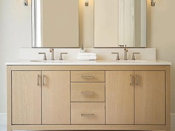 Custom Extra-Wide White Oak Vanity | 55” Single Sink Bathroom Vanity | Modern Wood Vanity with Soft-Close Drawers