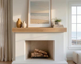 Custom Solid White Oak Mantel, Floating Mantelpiece, Wooden Fireplace Modern Mantle, Handcrafted Mantel, Consistent Grain, Easy Install