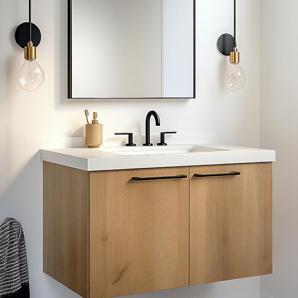 White Oak Floating Vanity