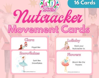 Bewegingskaarten notenkraker | Afdrukbare dans voor kleuters | Balletactiviteit op vakantie