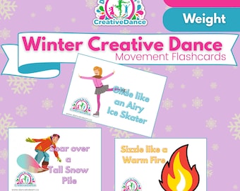 Winter Kreative Tanz Karten | Gewichtskonzept (leicht & schwer) für Kinder von 3–5 Jahren