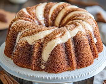 Descargar receta de pastel Bundt húmedo con remolino de canela
