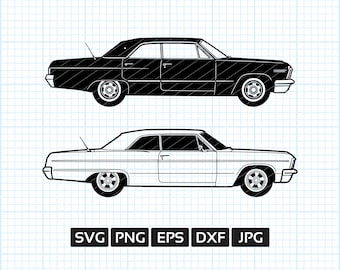 1972年式 シボレー インパラ svg png jpg ai dxf ファイル、クラシック