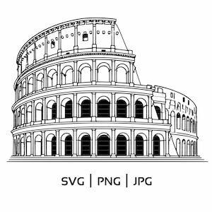 Colosseum SVG Design | Historic Ancient Roman Landmark Vector Graphic | Rome - Italy | svg - png - jpg Files | Instant Digital Download