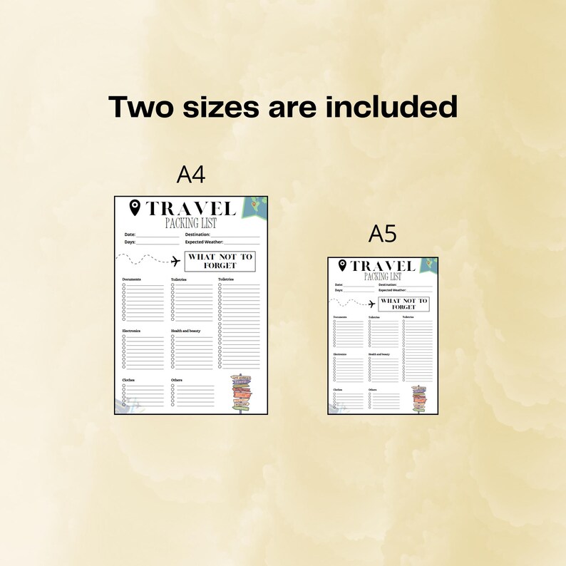 Printable Travel Packing List Template PDF, Editable Vacation and ...